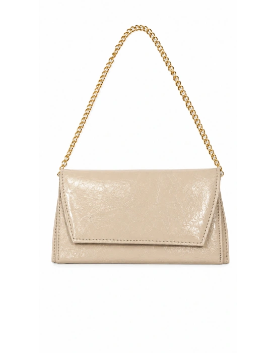 Krem Zincir Askılı Kadın Clutch & Portföy Çanta