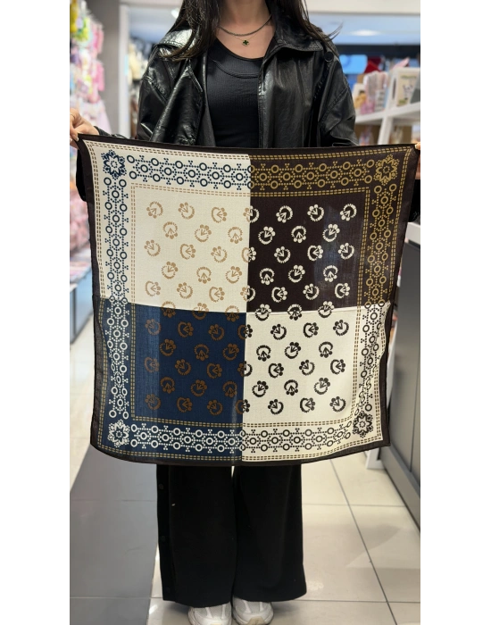 Lacivert-Krem Fular 70x70