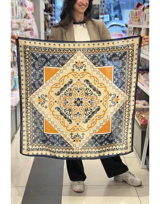 Lacivert Renkli Desen Fular(90x90)