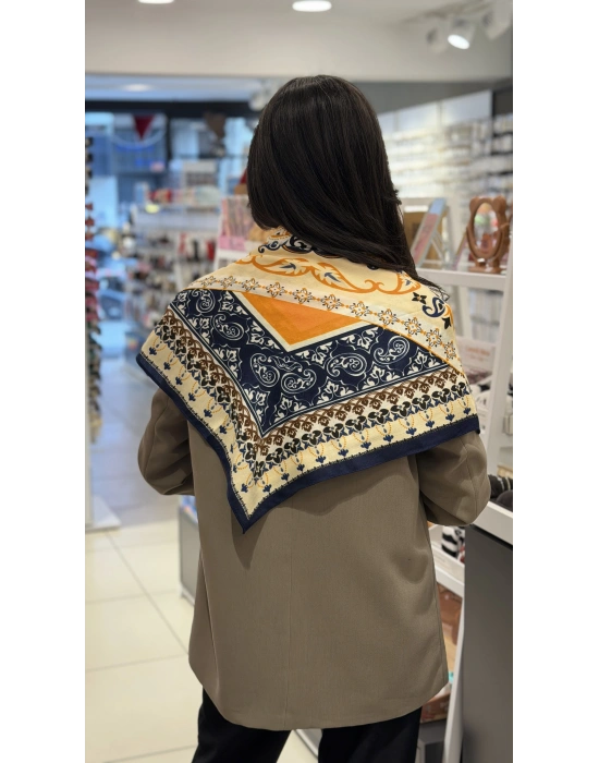 Lacivert Renkli Desen Fular(90x90)