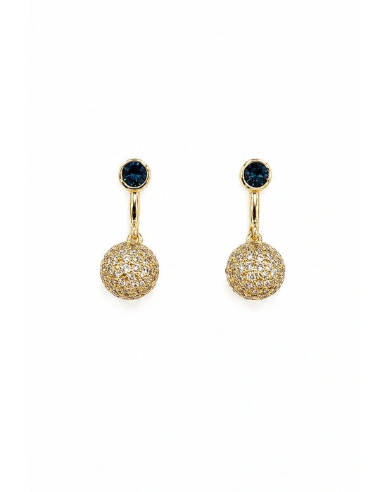 Lacivert Swarovski Taşlı Küpe