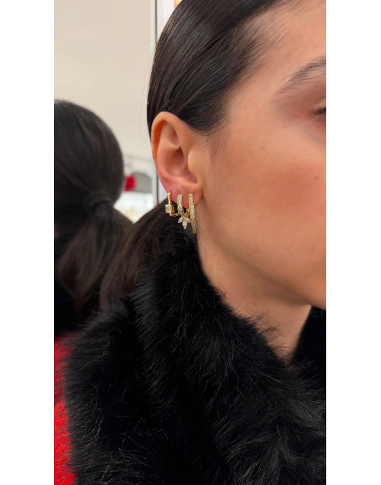 Lotus Çiçek Detay 3’lü Set Küpe