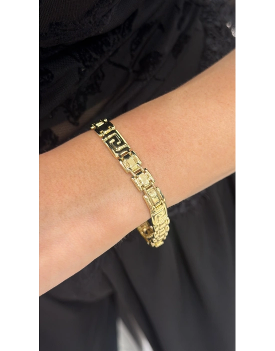 Marka Model Düz Kalın Gold Kadın Künye Model Bileklik(18cm-uzama dahil 19cm)