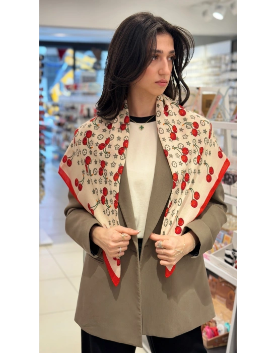 Marka Model Kiraz Desen Fular(90x90)