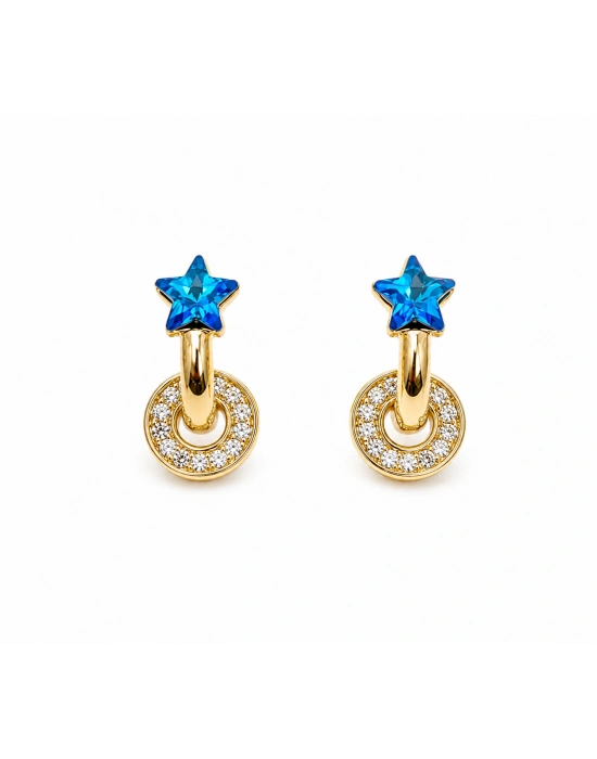 Mavi Yıldız Swarovski Taş Küpe