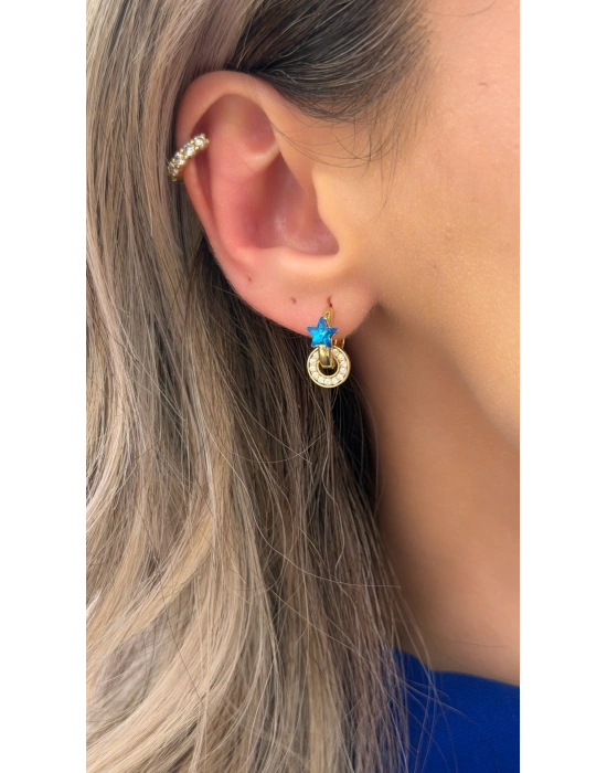 Mavi Yıldız Swarovski Taş Küpe