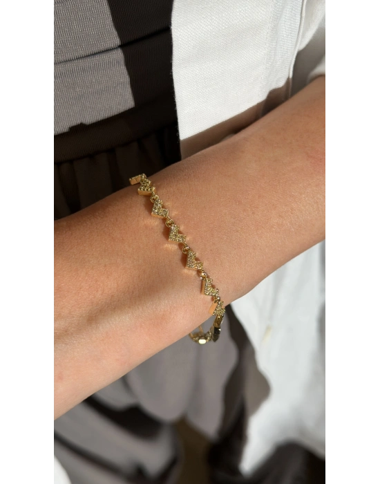 Minimal Kalp Figür Gold Bileklik(18cm-uzatma dahil 22cm)