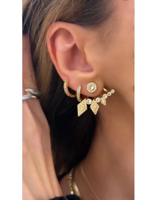 Minimal Taş Detay Halka Küpe