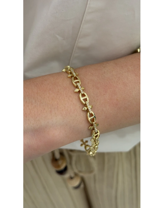 Ok Figür Gold Vip Bileklik (18cm-uzatma dahil 19cm)