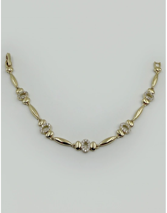 Oval Taşlı Plaka Çubuk Detay Bileklik(19cm)