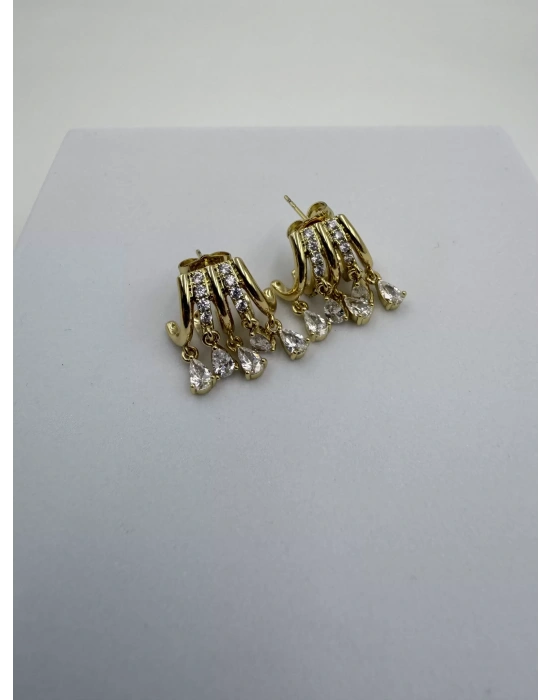 Özel Seri Çoklu Görünüm Sallantılı Damla Taş Detay Küpe