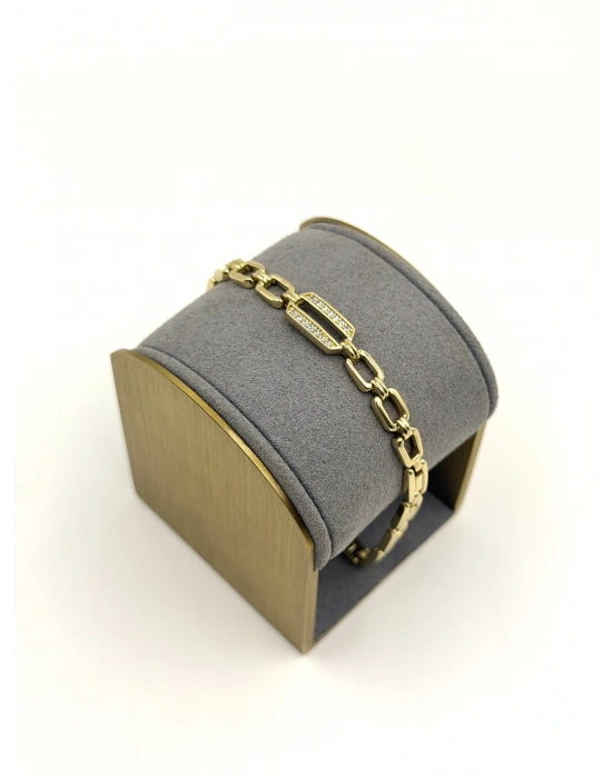 Özel Seri Geçmeli Halka Plaka Taş Detay Bileklik(20cm)