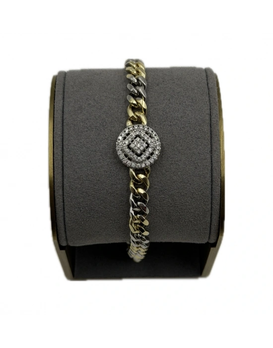 Özel Seri İki Renk Kare Zirkon Taş Detay Bileklik(19cm)