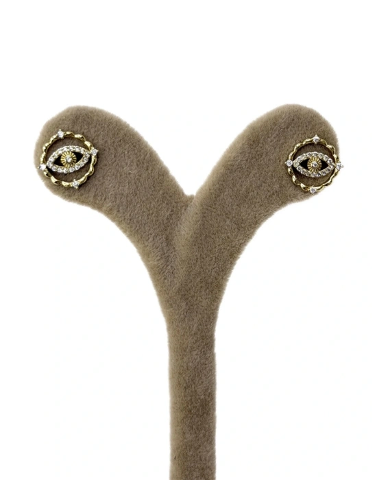 Özel Seri Minimal Göz Figürlü Taş Detay Küpe