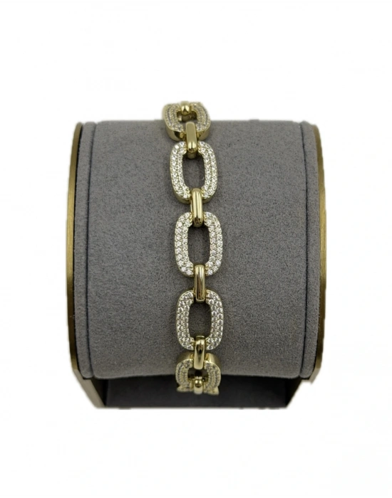 Özel Seri Nokta Taş Detay Oval Figür Bileklik(19cm)