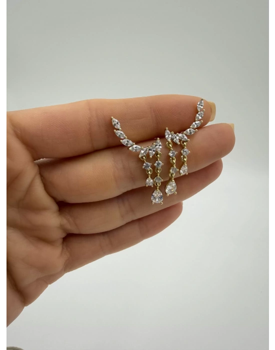 Özel Seri Oval Tal Detay Sallantılı Küpe