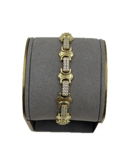 Özel Seri Plaka Bağlantılı Taş Detay Bileklik(19cm)