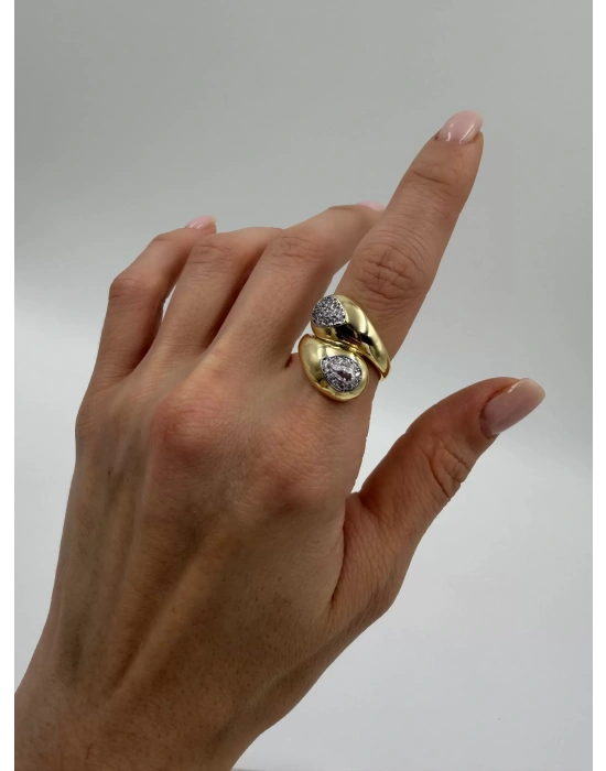 Özel Seri Sarmal Damla Taş Detay Ayarlanabilir Yüzük