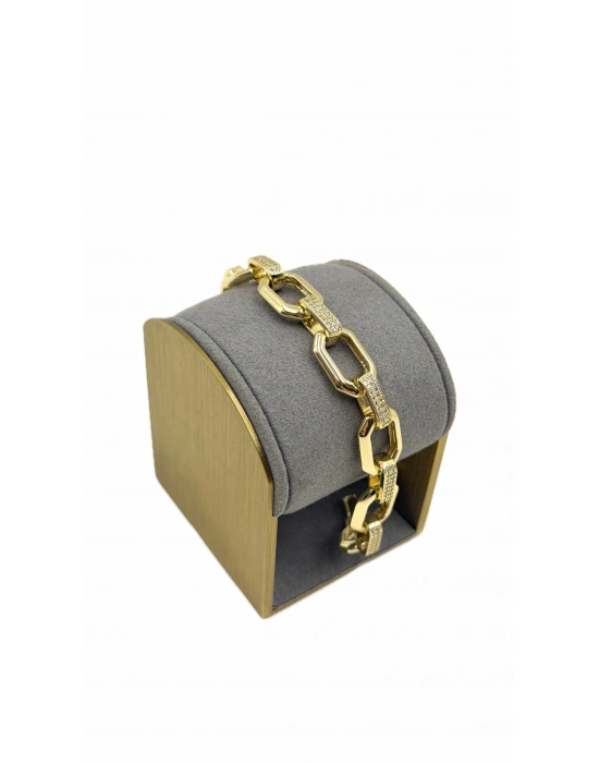 Özel Seri Sekizgen Halka Bağlama Taş Detay Bileklik(18cm)