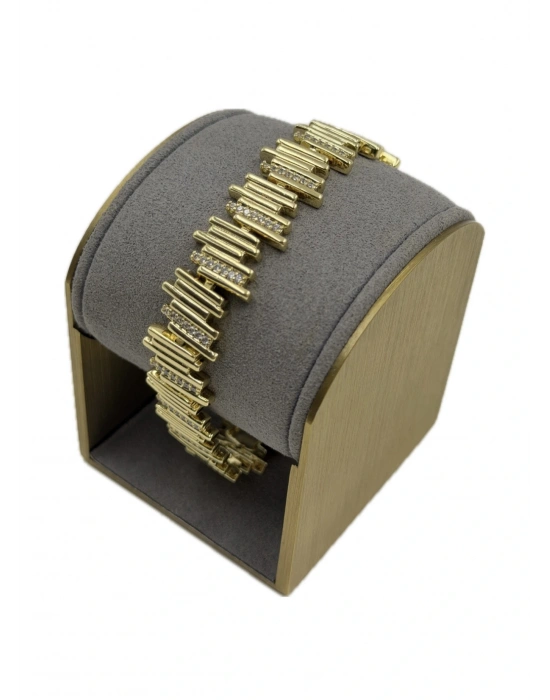 Özel Seri Sıralı Çubuk Plaka Taş Detay Bileklik(19cm)