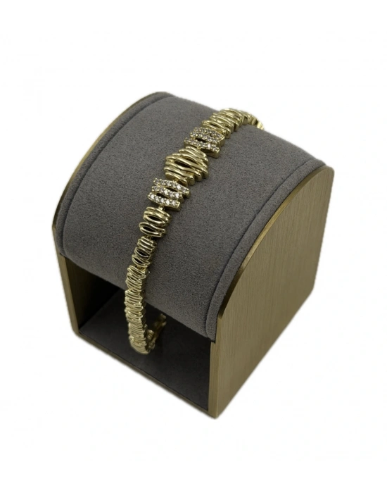 Özel Seri Taş Detay Asimetrik Boğumlu Plaka Bileklik(18 cm)