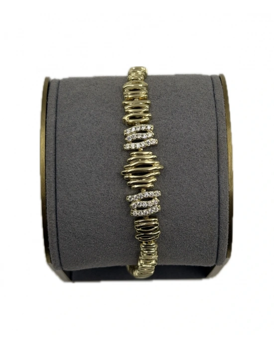 Özel Seri Taş Detay Asimetrik Boğumlu Plaka Bileklik(18 cm)