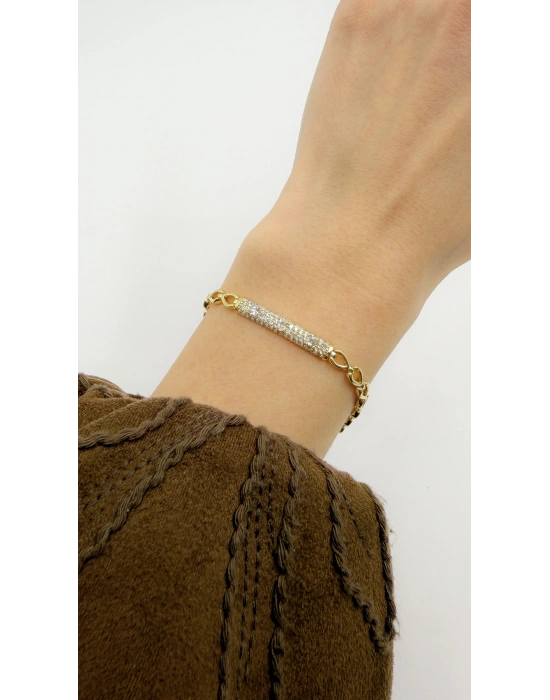 Özel Seri Taş İşlemeli Köprü Plaka Bileklik