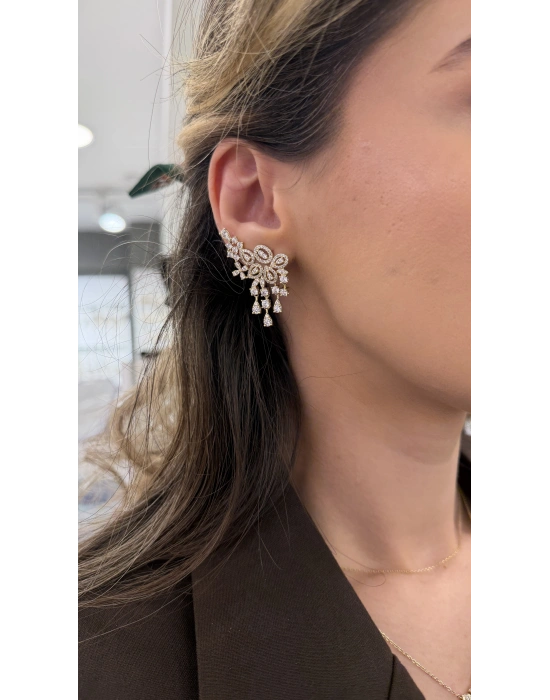 Özel Seri Tasarım Model Taş Detay Küpe