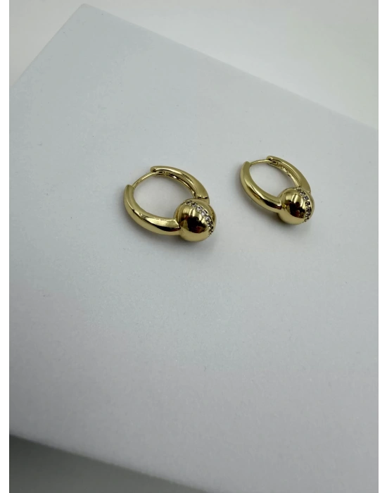 Özel Seri Taşlı Top Detay Halka Küpe