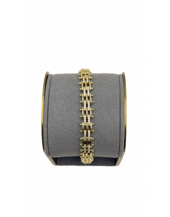 Özel Seri Top Çivi Kenar Taş Detay Plaka Bileklik(20cm)