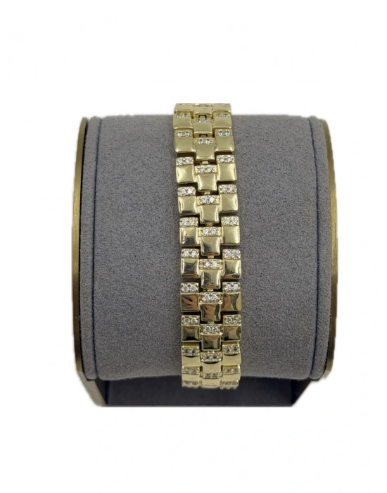 Özel Seri Üç Sıra Bombeli Kare Plaka Bileklik(19cm)