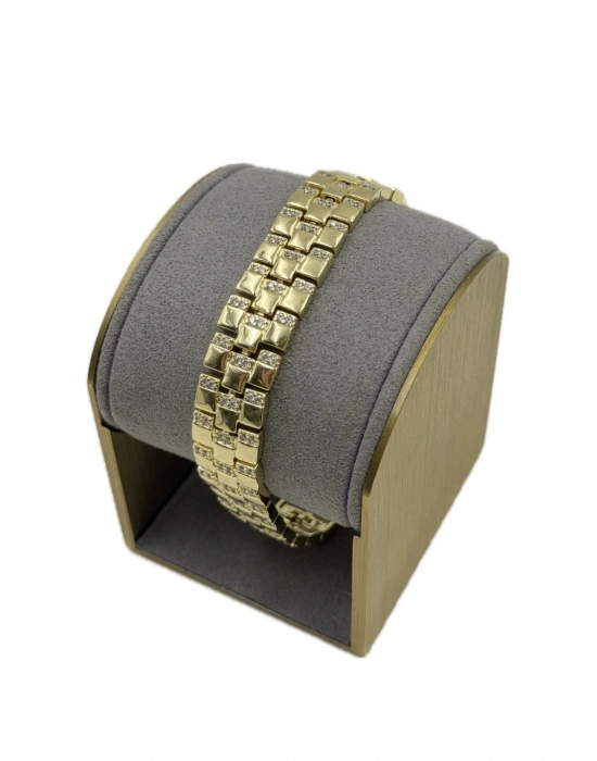 Özel Seri Üç Sıra Bombeli Kare Plaka Bileklik(19cm)