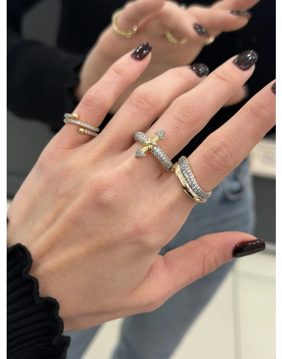 Özel Seri Üç Sıra Serçe Parmak Yüzük