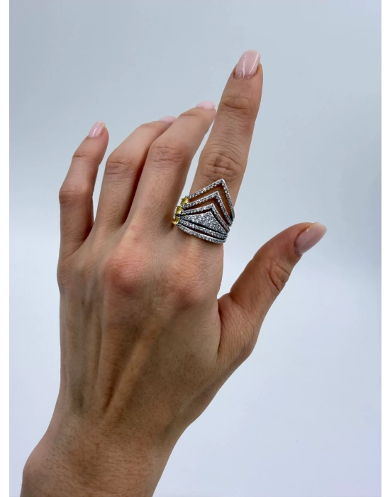 Özel Seri Üçgen Taş Detay Ayarlanabilir Yüzük