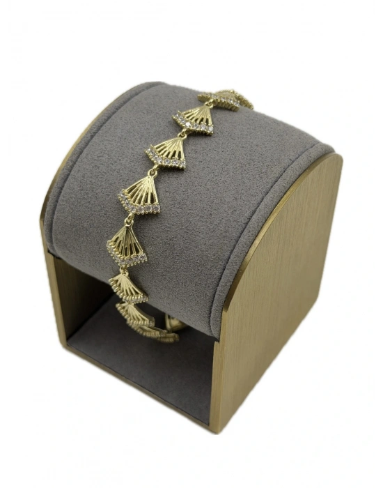 Özel Seri Yelpaze Plaka Taş Detay Bileklik(19cm)