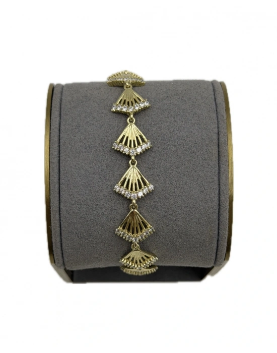 Özel Seri Yelpaze Plaka Taş Detay Bileklik(19cm)