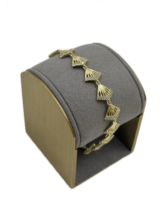 Özel Seri Yelpaze Plaka Taş Detay Bileklik(19cm)