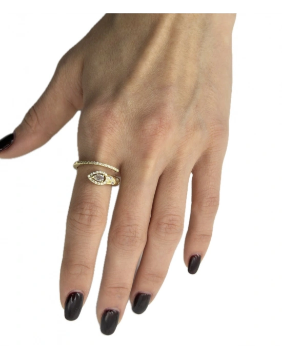 Özel Seri Yılan Model Damla Taş Detay Yüzük