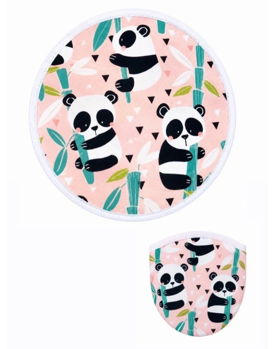 Panda Desen Katlanabilir Yuvarlak Yelpaze