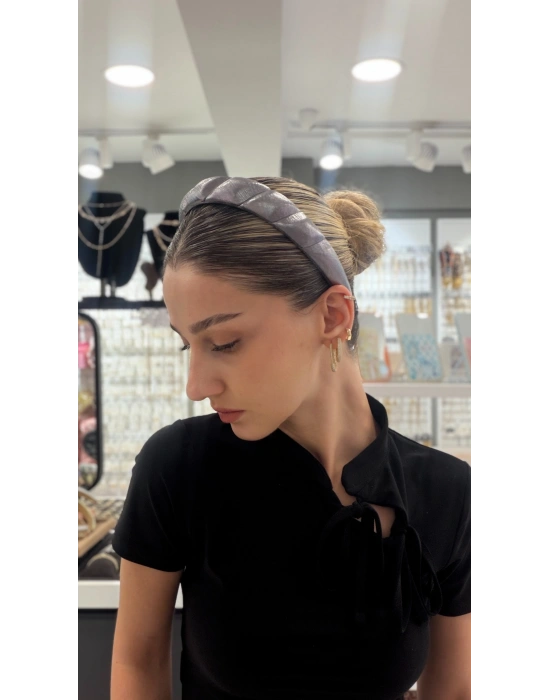 Parlak Kumaş Antrasit Renk Taç