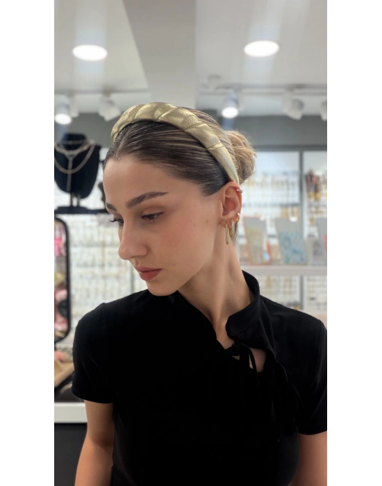 Parlak Kumaş Gold Renk Taç