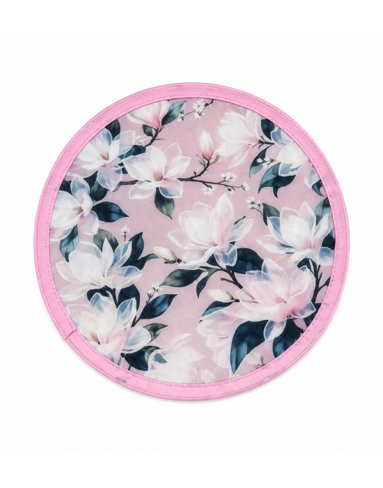 Pembe Çiçek Desen Katlanabilir Yelpaze