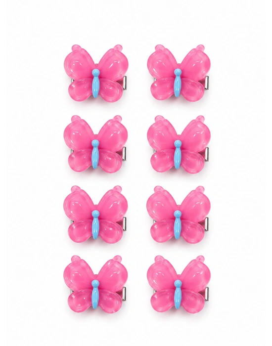 Pembe Kelebek Saç Küpesi