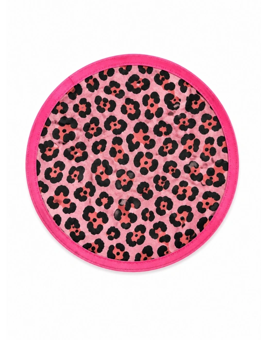 Pembe Leopar Desen Katlanabilir Yelpaze