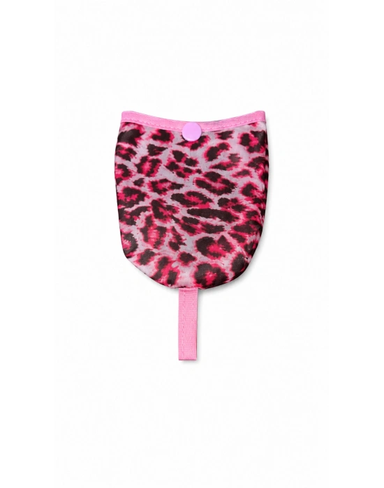 Pembe Leopar Desen Yelpaze