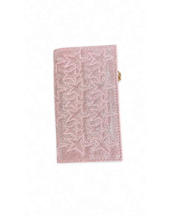 Pembe Simli Yıldız Dikiş Cüzdan