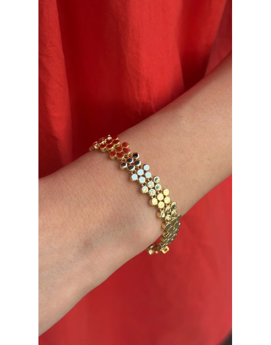 Petek Model Gold Kadın Bileklik(18cm-uzatma dahil 19 cm)