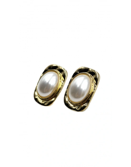 Plaka Üzeri Büyük İnci Küpe