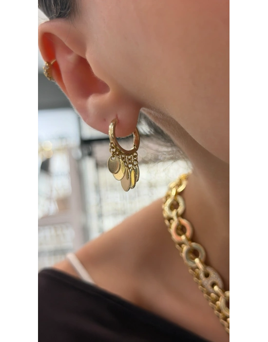 Pullu Gold Halka Küpe