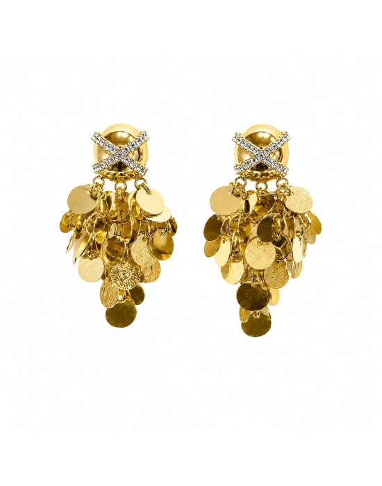 Pullu Sallantılı Gold Küpe